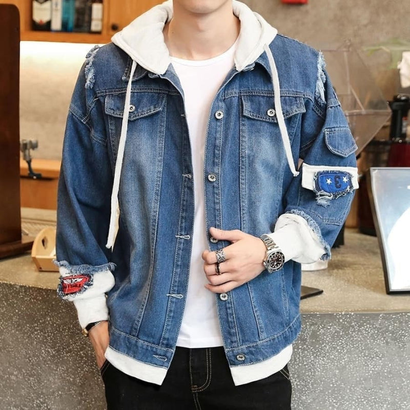 Jaqueta Jeans Overside com Touca Moletom Mainstreet